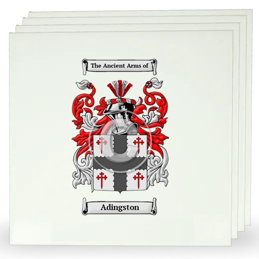 Adingston Set of Four Large Tiles with Coat of Arms