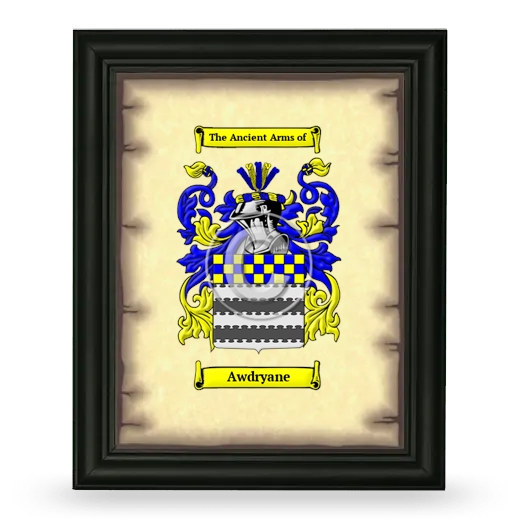 Awdryane Coat of Arms Framed - Black