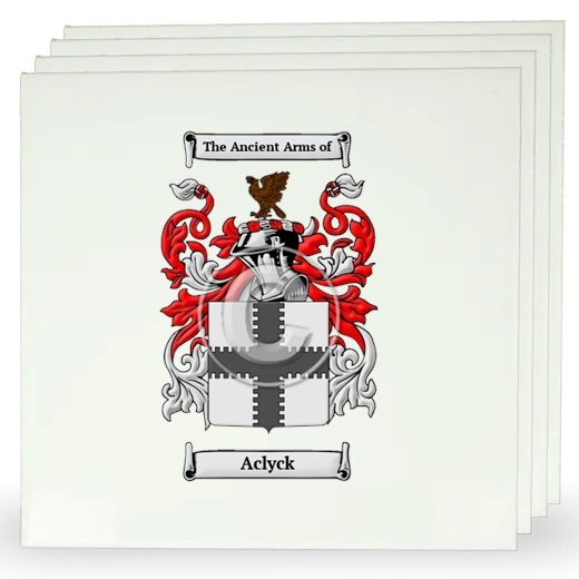 Aclyck Set of Four Large Tiles with Coat of Arms