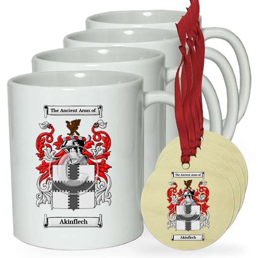 Akinflech Set of 4 Classic Mugs and Ornaments