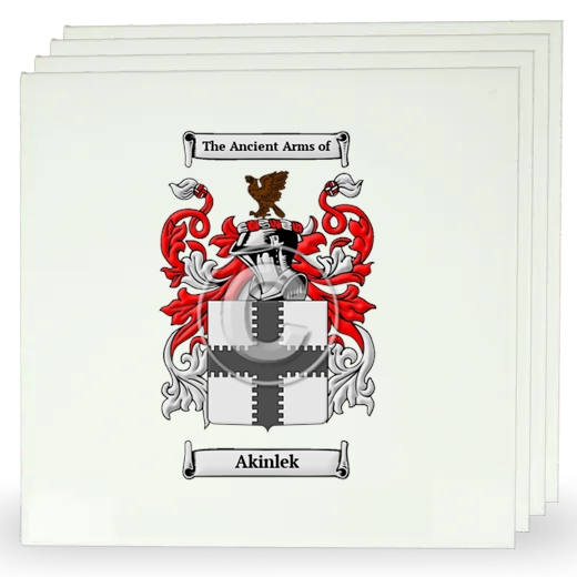 Akinlek Set of Four Large Tiles with Coat of Arms