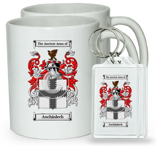 Auchinlech Pair of Coffee Mugs and Pair of Keychains