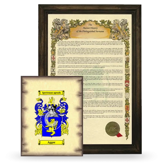 Agger Framed History and Coat of Arms Print - Brown