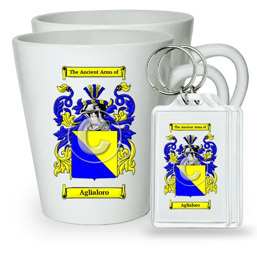 Aglialoro Pair of Latte Mugs and Pair of Keychains