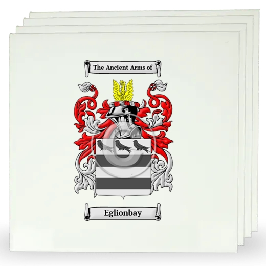 Eglionbay Set of Four Large Tiles with Coat of Arms