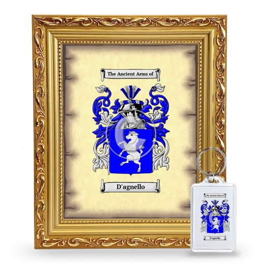 D'agnello Framed Coat of Arms and Keychain - Gold
