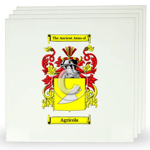 Agricola Set of Four Large Tiles with Coat of Arms