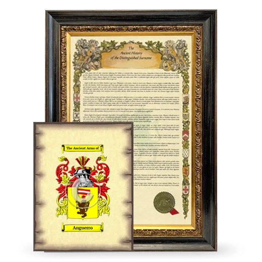 Anguerro Framed History and Coat of Arms Print - Heirloom