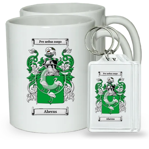 Aherns Pair of Coffee Mugs and Pair of Keychains