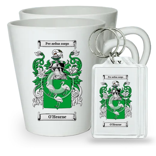 O'Hearne Pair of Latte Mugs and Pair of Keychains