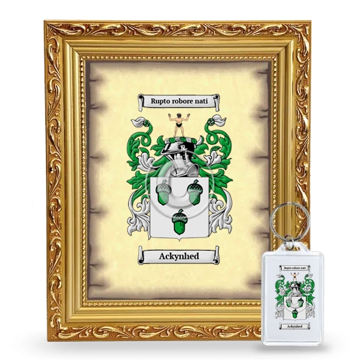 Ackynhed Framed Coat of Arms and Keychain - Gold