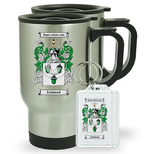 Ecinhead Pair of Travel Mugs and pair of Keychains