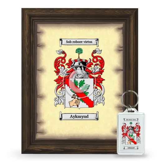 Aykmynd Framed Coat of Arms and Keychain - Brown