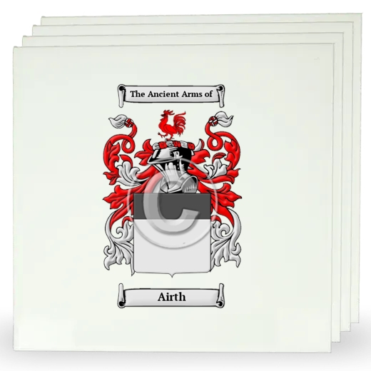 Airth Set of Four Large Tiles with Coat of Arms