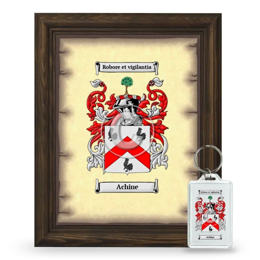 Achine Framed Coat of Arms and Keychain - Brown