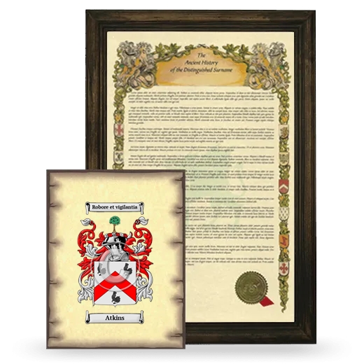 Atkins Framed History and Coat of Arms Print - Brown