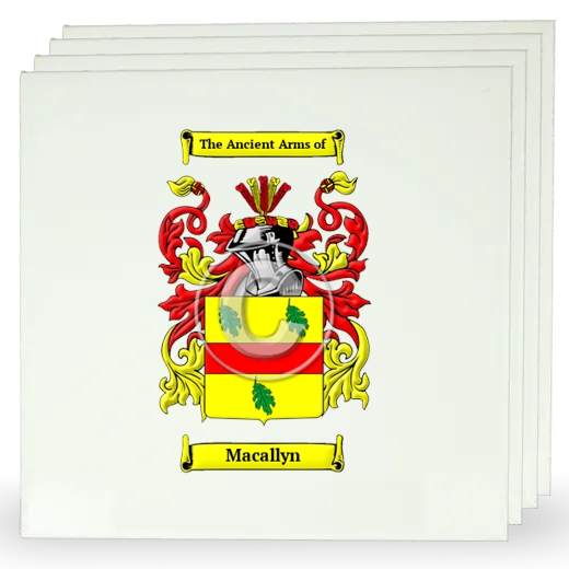 Macallyn Set of Four Large Tiles with Coat of Arms