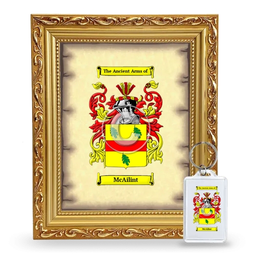 McAilint Framed Coat of Arms and Keychain - Gold
