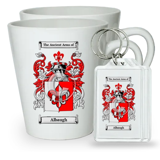 Albaugh Pair of Latte Mugs and Pair of Keychains