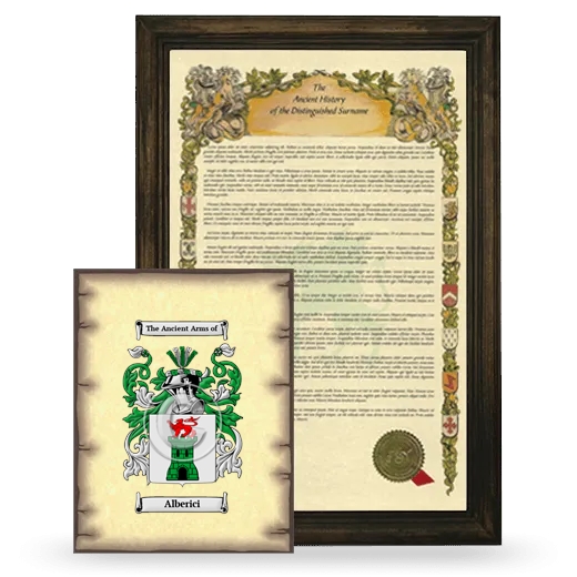 Alberici Framed History and Coat of Arms Print - Brown