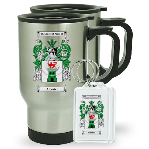 Alberici Pair of Travel Mugs and pair of Keychains