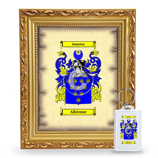 Allstume Framed Coat of Arms and Keychain - Gold