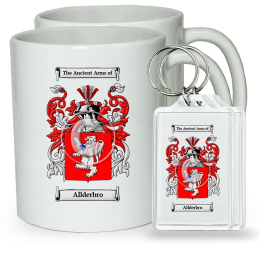 Allderbro Pair of Coffee Mugs and Pair of Keychains