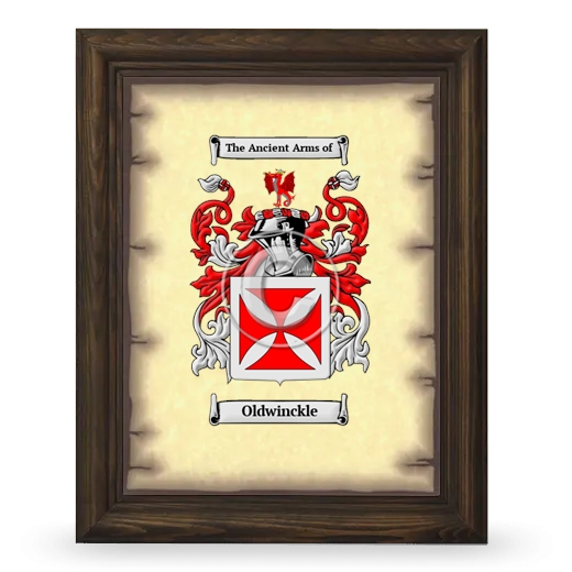 Oldwinckle Coat of Arms Framed - Brown