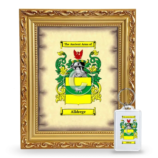 Alldrege Framed Coat of Arms and Keychain - Gold
