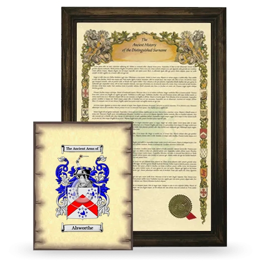Alsworthe Framed History and Coat of Arms Print - Brown
