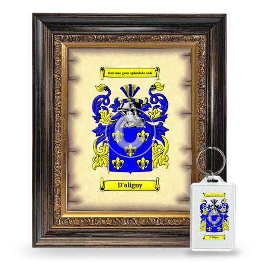 D'aligny Framed Coat of Arms and Keychain - Heirloom