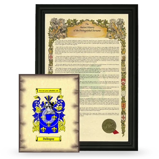 Daliogny Framed History and Coat of Arms Print - Black