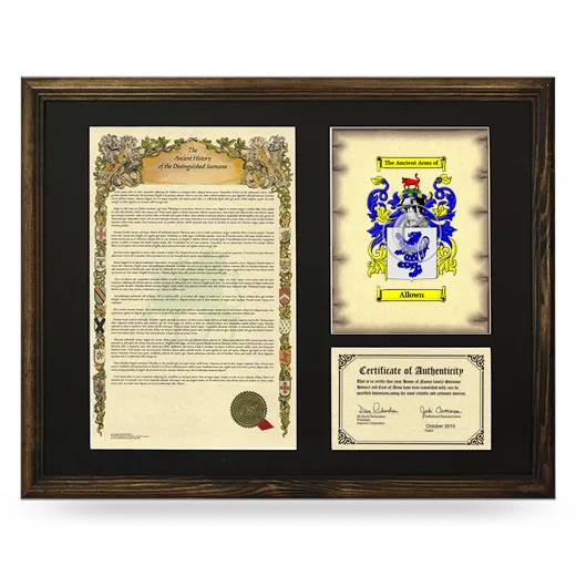 Allown Framed Surname History and Coat of Arms - Brown