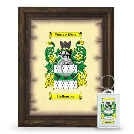 Hallanson Framed Coat of Arms and Keychain - Brown