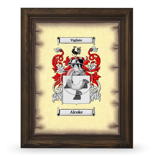 Alcoke Coat of Arms Framed - Brown