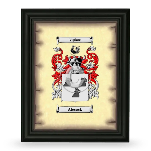 Alecock Coat of Arms Framed - Black