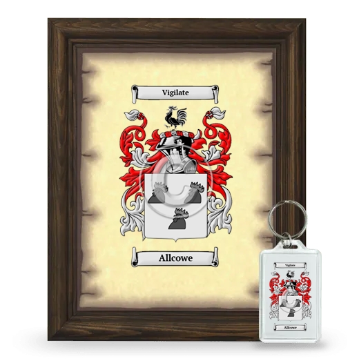 Allcowe Framed Coat of Arms and Keychain - Brown