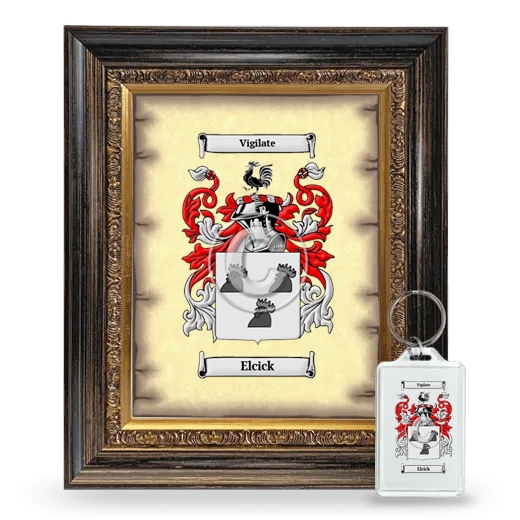 Elcick Framed Coat of Arms and Keychain - Heirloom