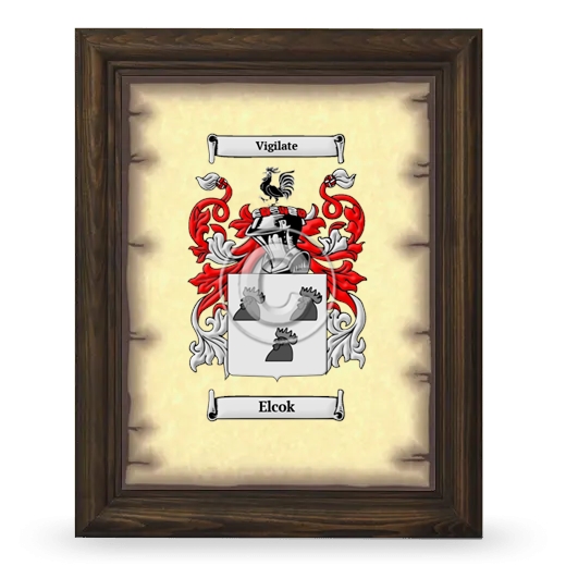 Elcok Coat of Arms Framed - Brown