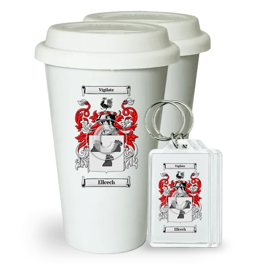 Ellcech Pair of Ceramic Tumblers with Lids and Keychains