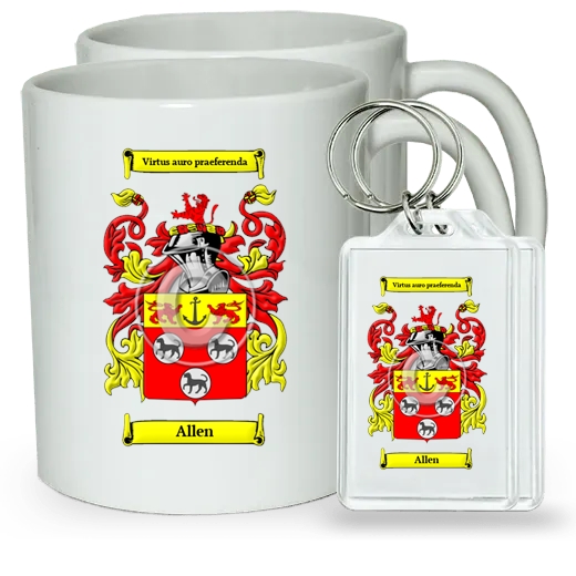 Allen Pair of Coffee Mugs and Pair of Keychains