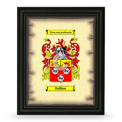 Hallion Coat of Arms Framed - Black