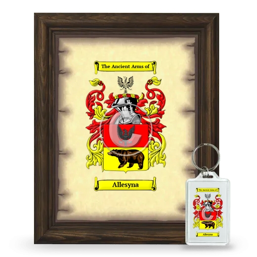 Allesyna Framed Coat of Arms and Keychain - Brown