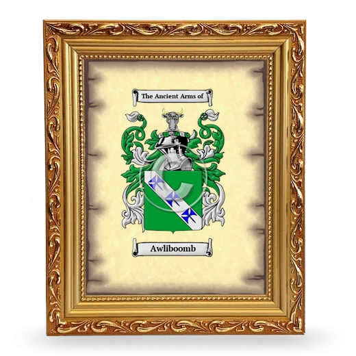 Awliboomb Coat of Arms Framed - Gold