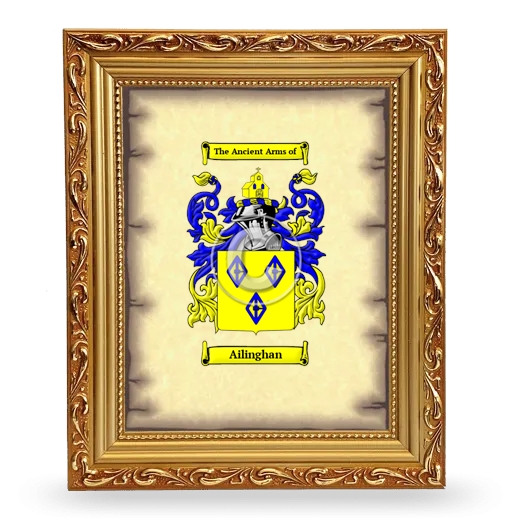 Ailinghan Coat of Arms Framed - Gold