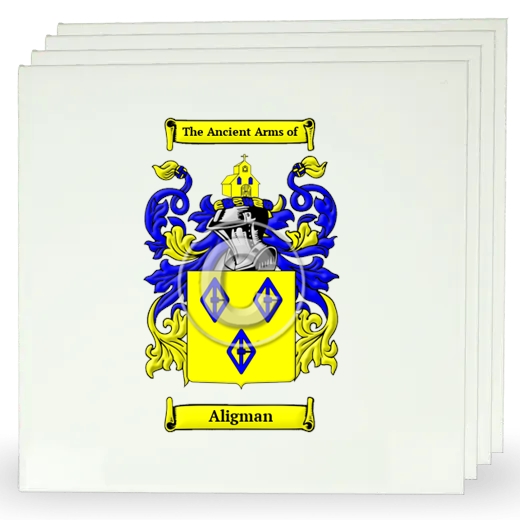 Aligman Set of Four Large Tiles with Coat of Arms