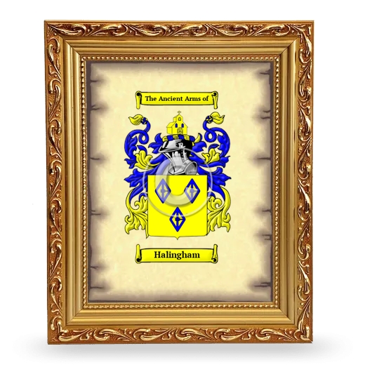 Halingham Coat of Arms Framed - Gold