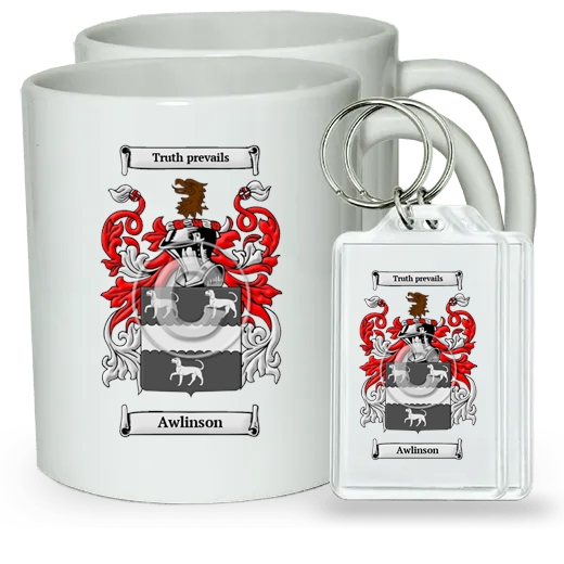 Awlinson Pair of Coffee Mugs and Pair of Keychains