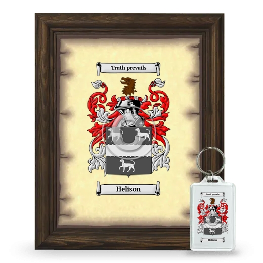 Helison Framed Coat of Arms and Keychain - Brown