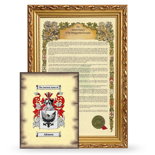 Alemen Framed History and Coat of Arms Print - Gold